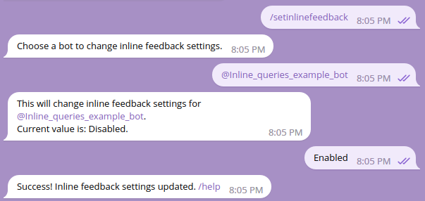 set inline feedback command